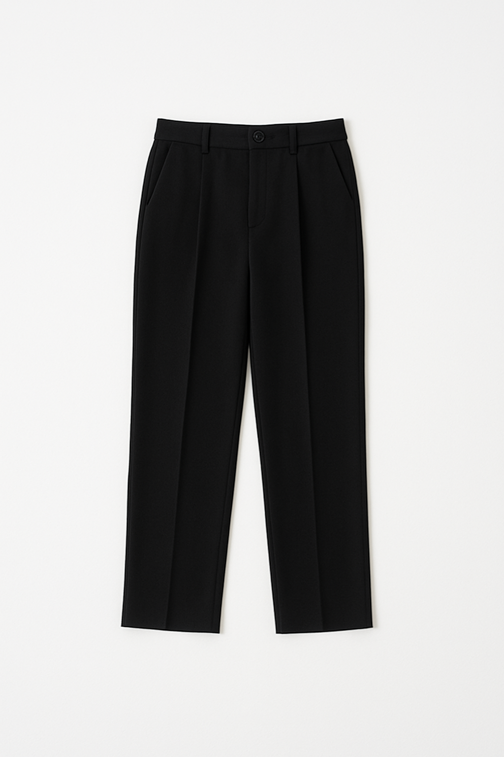 Black Georgette Straight-Leg Pants