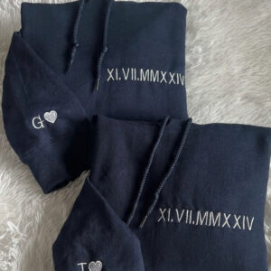 Custom Couple Roman Date Hoodies