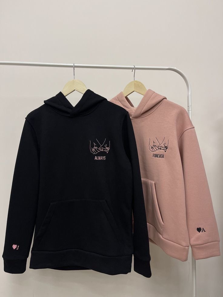 Minimal Line Art “Always & Forever” Couple Hoodies